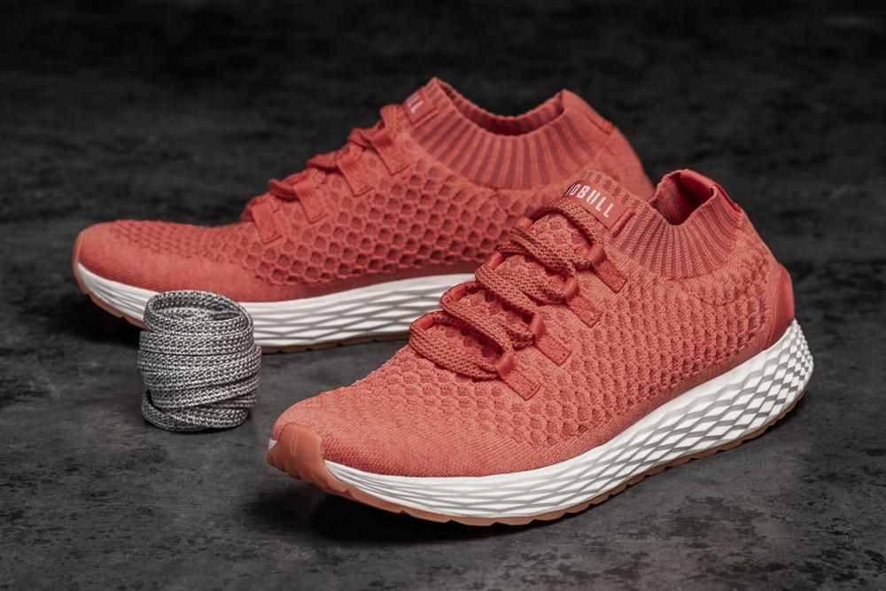 NOBULL Men's Coral Knit Running Shoes - Coral Red - Ireland (1472FKHXB)